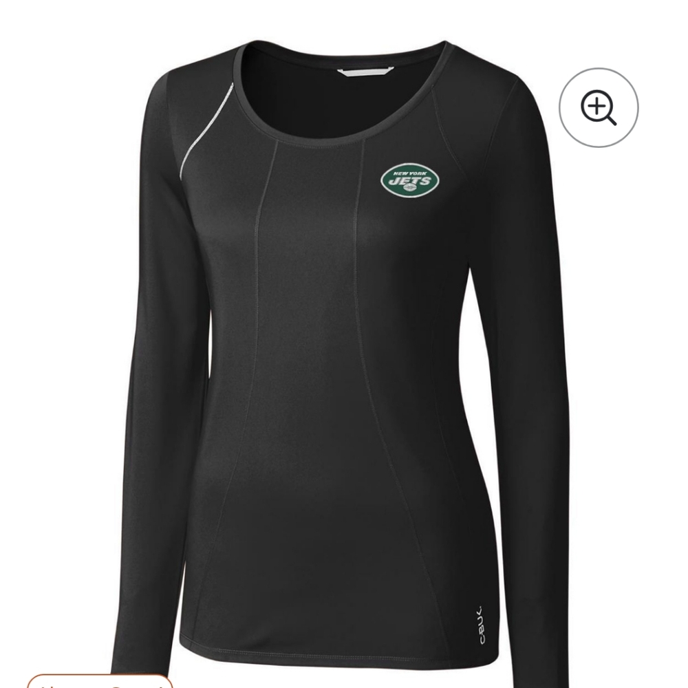 Cutter&Buck Ladies Black NYJETS Jaimie Scoop Neck Long Sleeve TShirt SZ M
